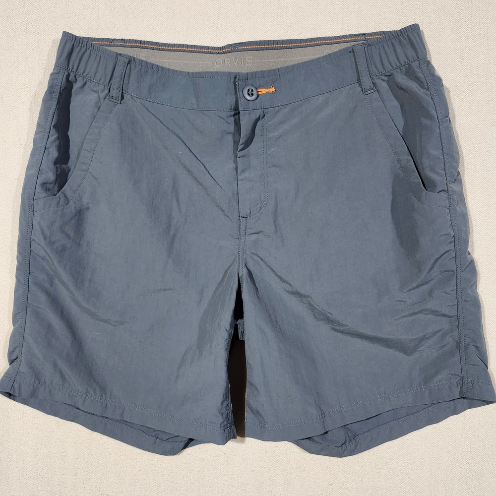 Orvis Womens Outdoor Hiking Shorts Slate Gray Size 12 Elastic Back Lightweight